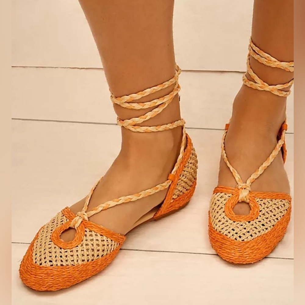 🆕 Schutz Jessel Flats Orange & Crème
